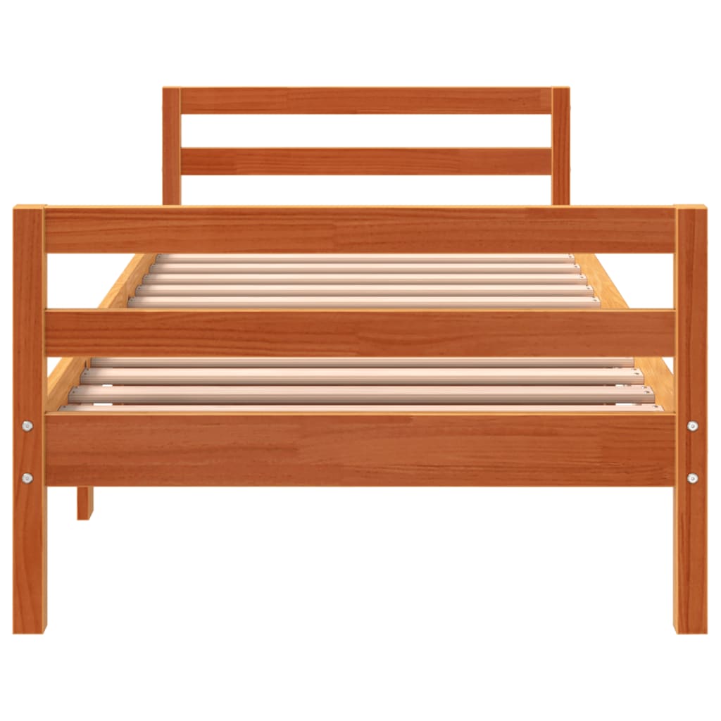 Cadre de lit sans matelas cire marron 90x200 cm bois pin massif