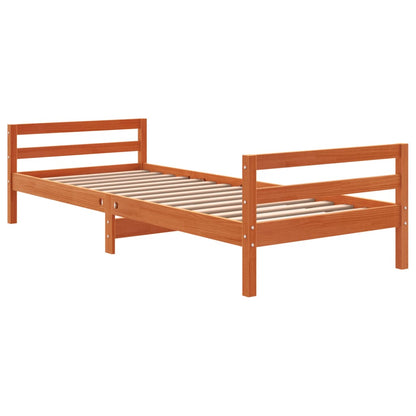 Cadre de lit sans matelas cire marron 90x200 cm bois pin massif