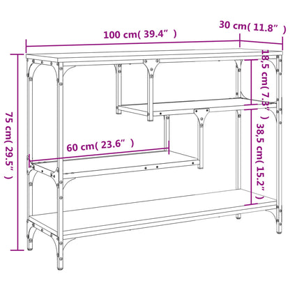 Table console sonoma gris 100x30x75 cm bois d'ingénierie