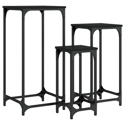 Tables d’appoint gigognes 3 pcs noir bois d'ingénierie