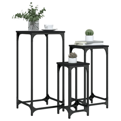 Tables d’appoint gigognes 3 pcs noir bois d'ingénierie