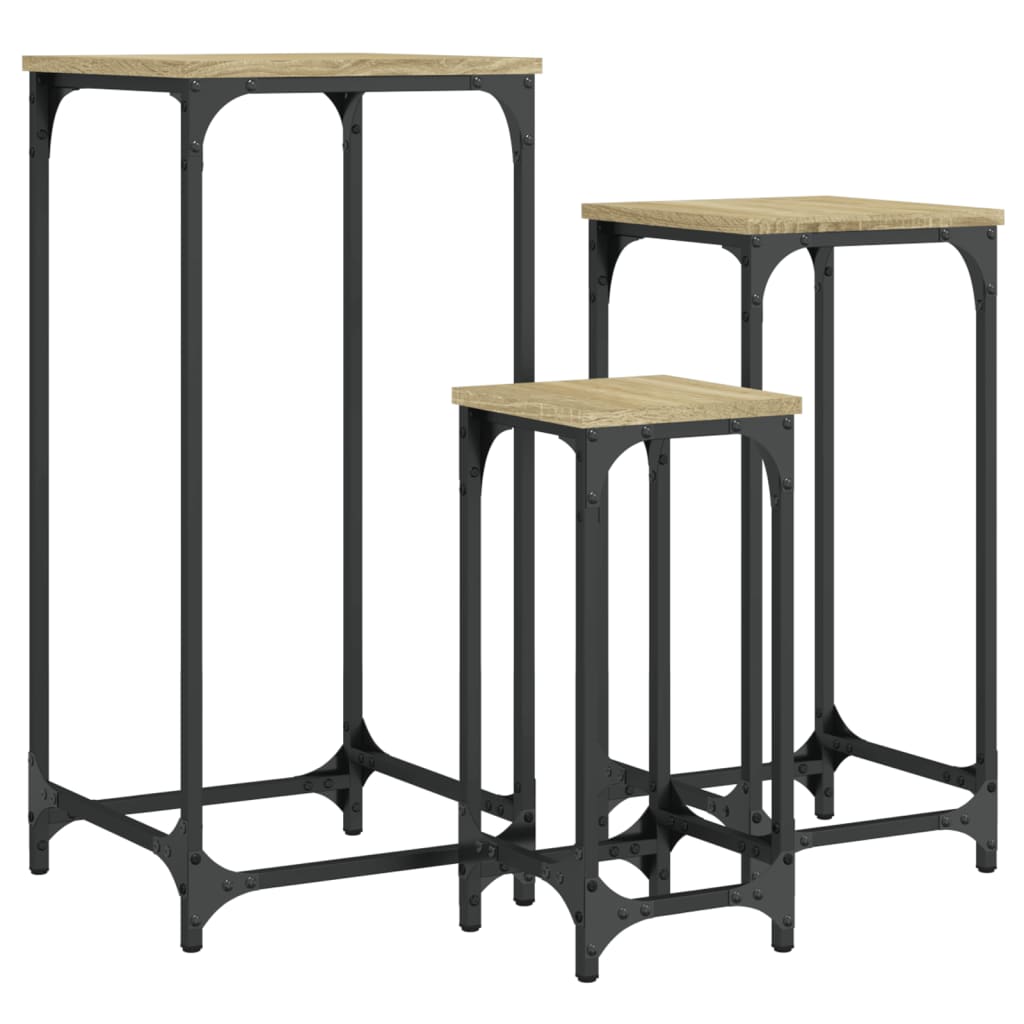 Tables d’appoint gigognes 3 pcs chêne sonoma bois d'ingénierie