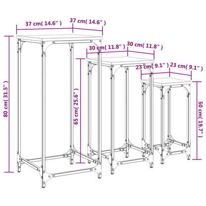 Tables d’appoint gigognes 3 pcs chêne sonoma bois d'ingénierie