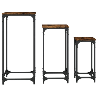 Tables d’appoint gigognes 3 pcs chêne fumé bois d'ingénierie