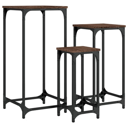 Tables d’appoint gigognes 3 pcs chêne marron bois d'ingénierie