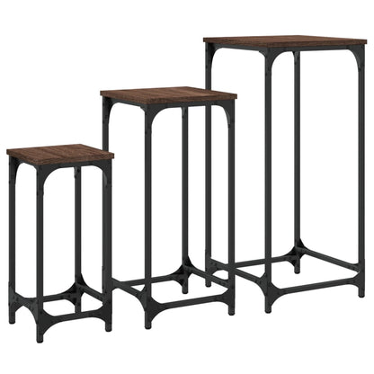 Tables d’appoint gigognes 3 pcs chêne marron bois d'ingénierie