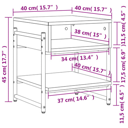 Table basse chêne fumé 40x40x45 cm bois d'ingénierie