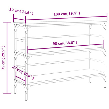 Table console chêne sonoma 100x32x75 cm bois d'ingénierie