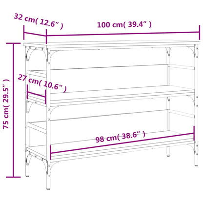 Table console chêne sonoma 100x32x75 cm bois d'ingénierie