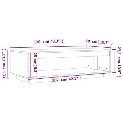 Table basse cire marron 110x50x33,5 cm bois massif de pin