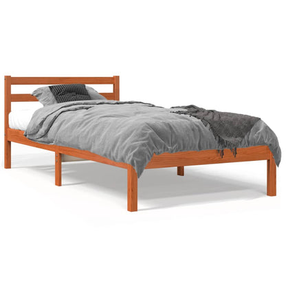 Cadre de lit sans matelas cire marron 75x190 cm bois pin massif