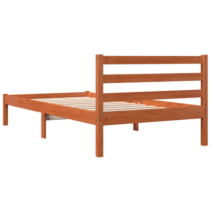 Cadre de lit sans matelas cire marron 75x190 cm bois pin massif