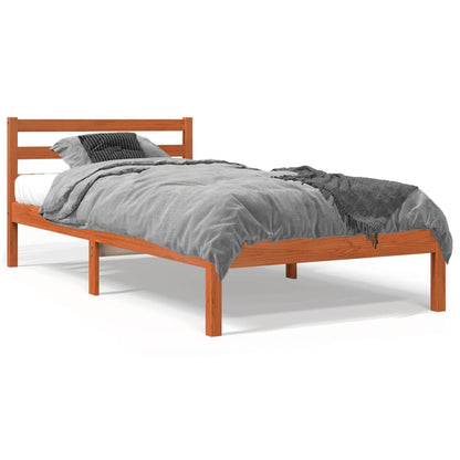 Cadre de lit sans matelas cire marron 90x190 cm bois pin massif