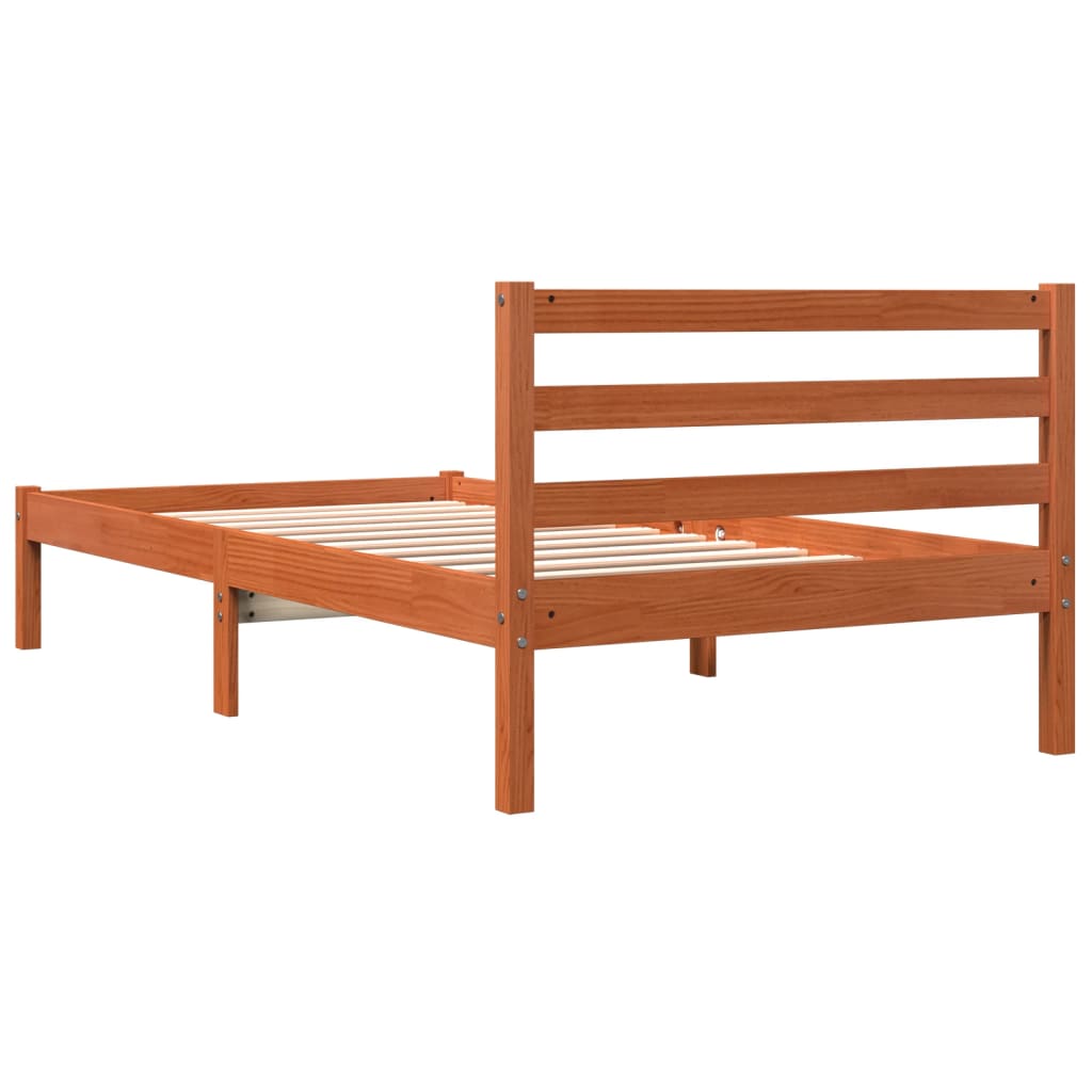 Cadre de lit sans matelas cire marron 90x190 cm bois pin massif