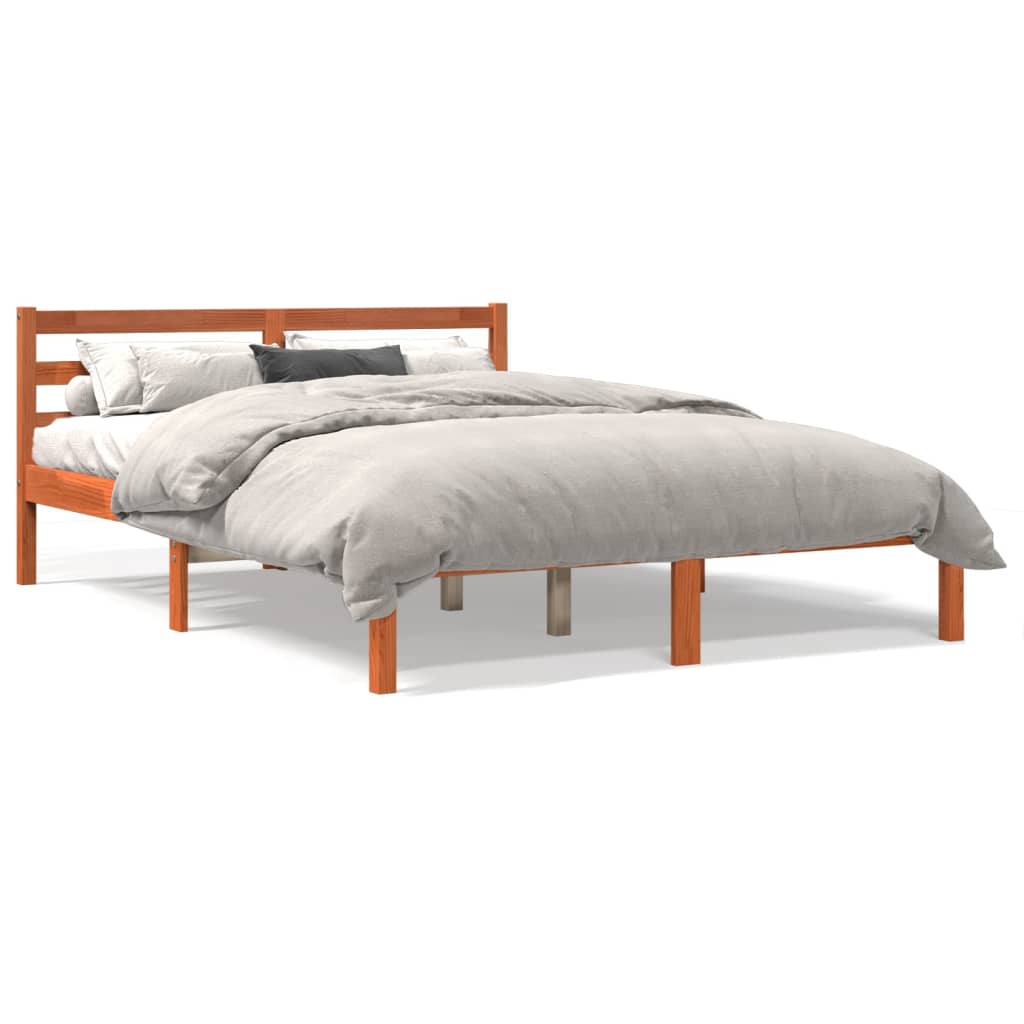 Cadre de lit sans matelas cire marron 120x190cm bois pin massif