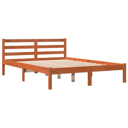 Cadre de lit sans matelas cire marron 120x190cm bois pin massif