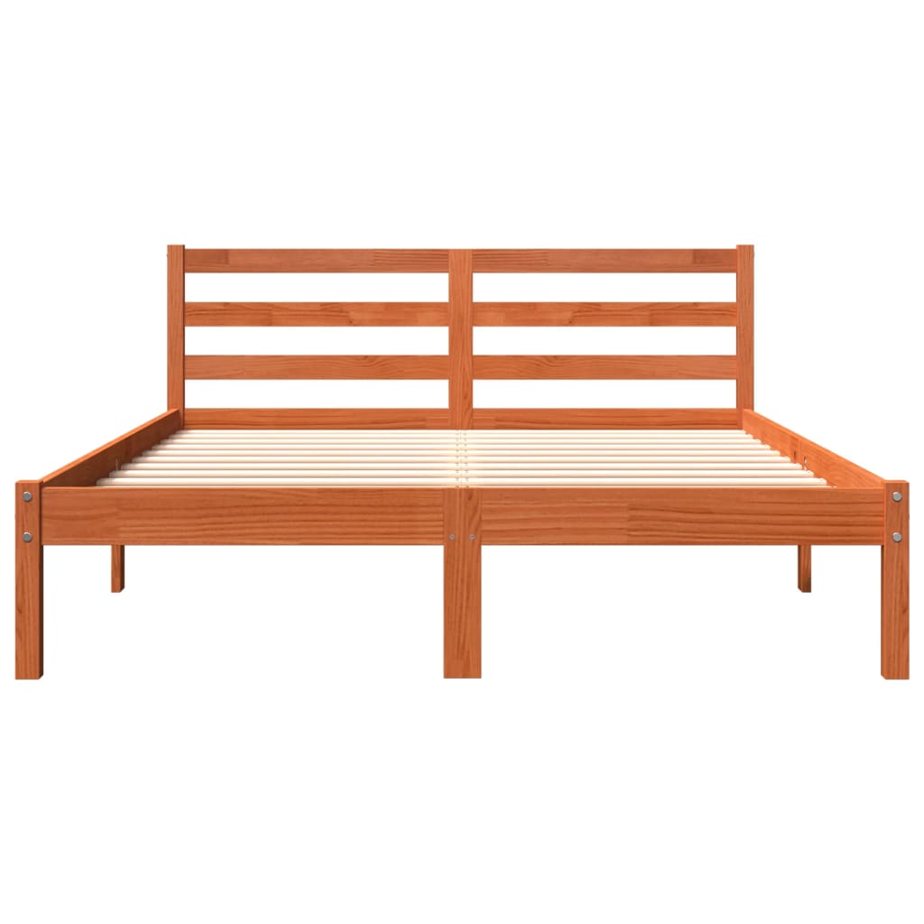 Cadre de lit sans matelas cire marron 120x190cm bois pin massif