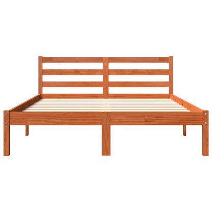 Cadre de lit sans matelas cire marron 120x190cm bois pin massif