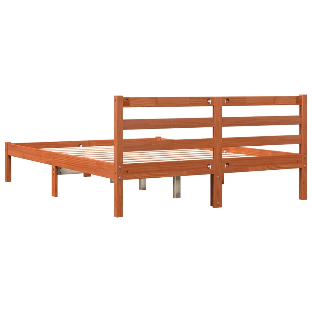 Cadre de lit sans matelas cire marron 120x190cm bois pin massif