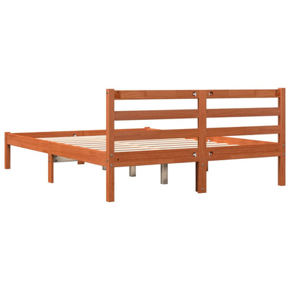 Cadre de lit sans matelas cire marron 120x190cm bois pin massif