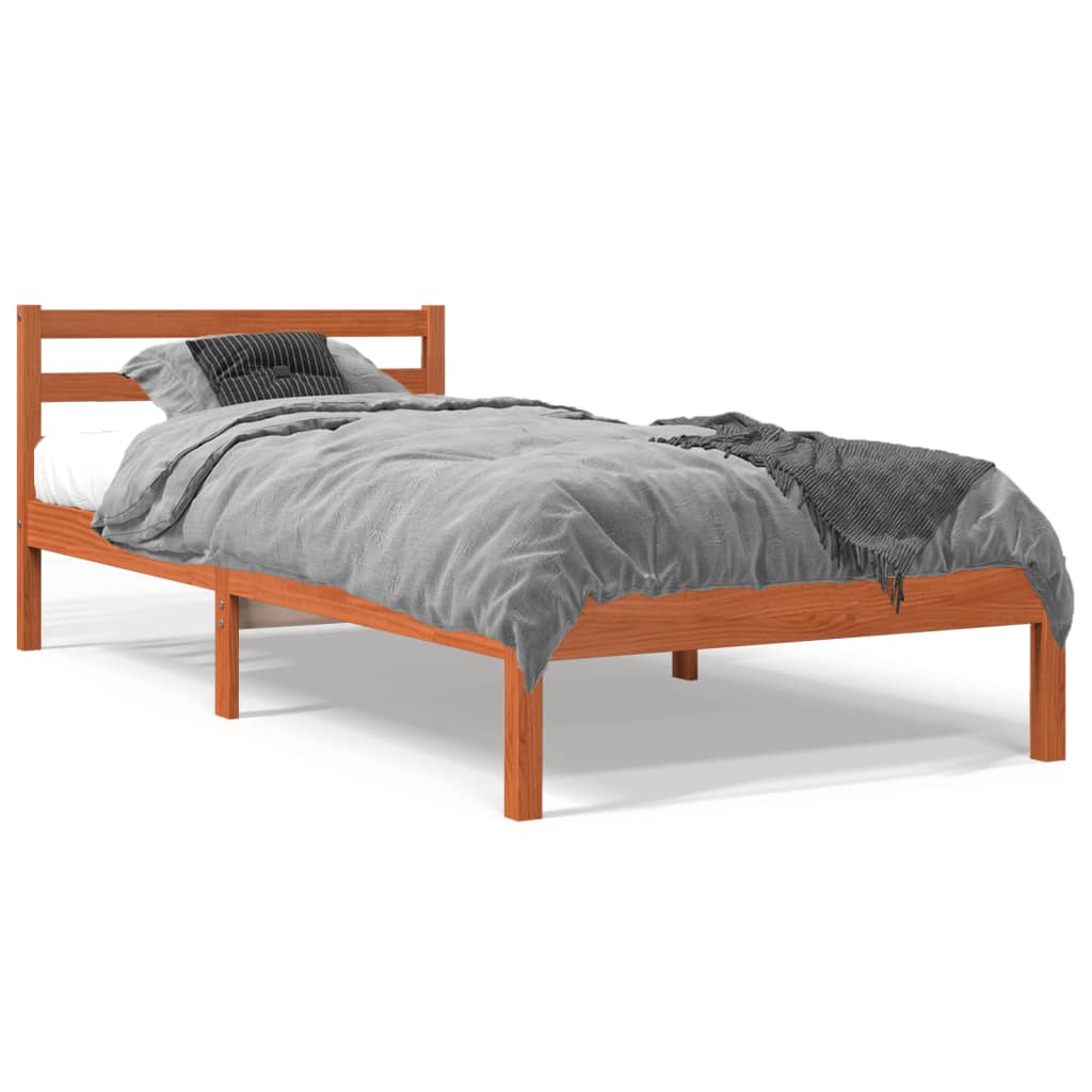 Cadre de lit sans matelas cire marron 90x200 cm bois pin massif