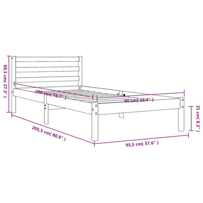 Cadre de lit sans matelas cire marron 90x200 cm bois pin massif