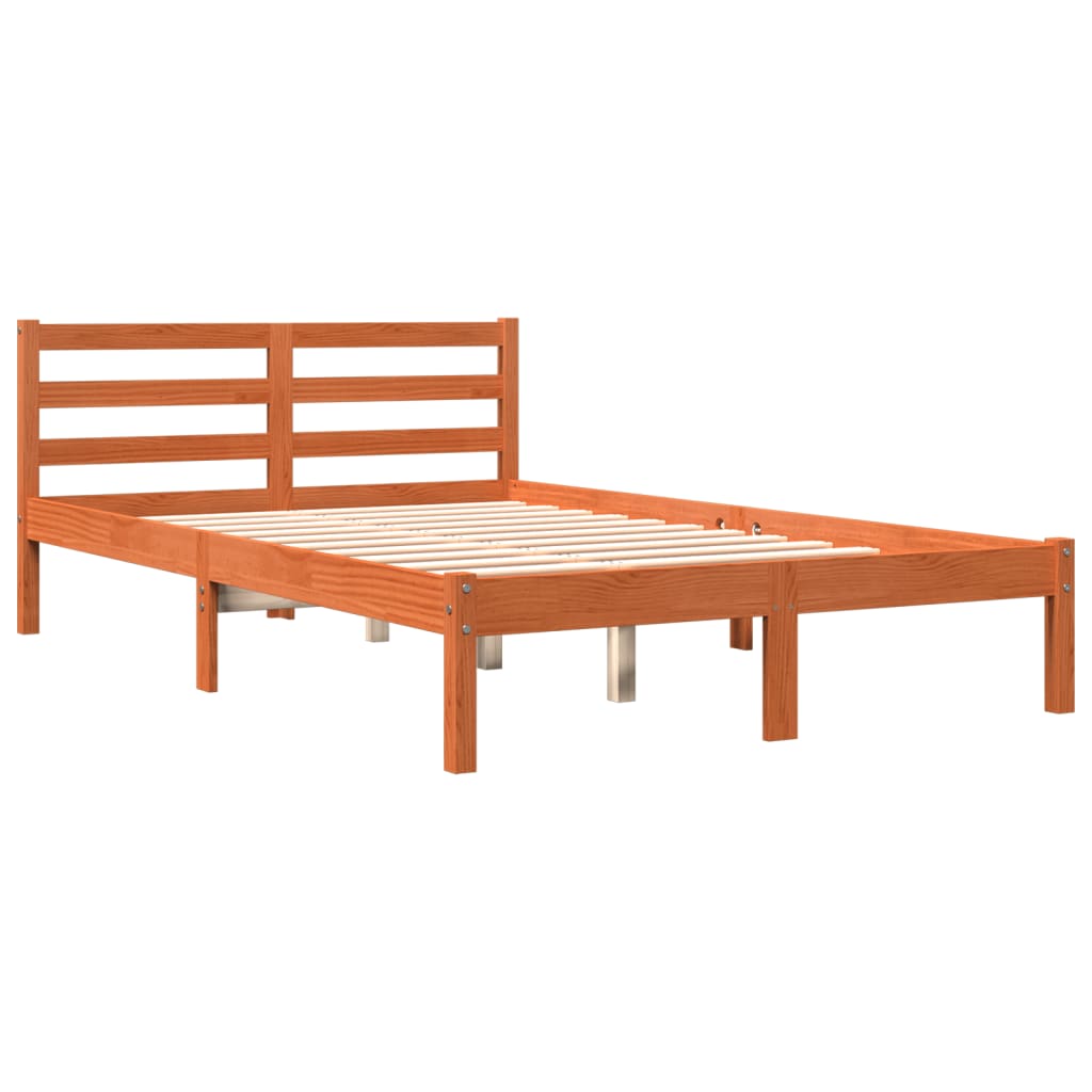 Cadre de lit sans matelas cire marron 120x200cm bois pin massif