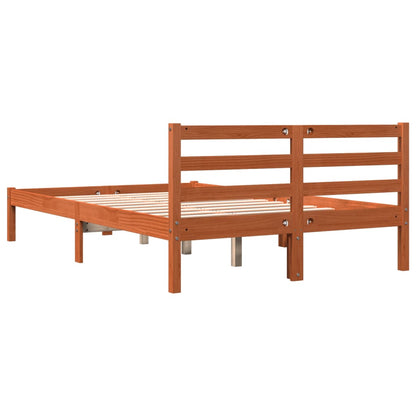 Cadre de lit sans matelas cire marron 120x200cm bois pin massif