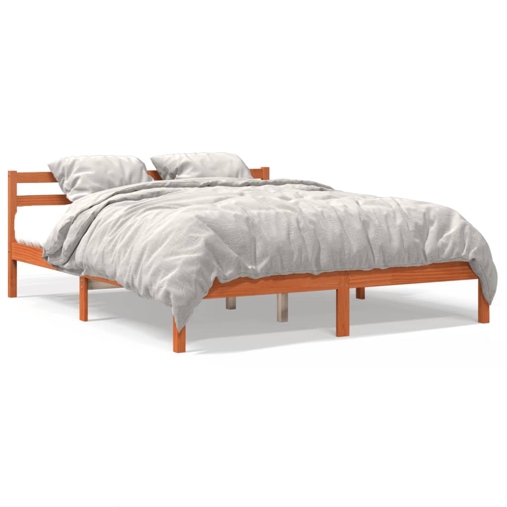 Cadre de lit sans matelas cire marron 180x200cm bois pin massif