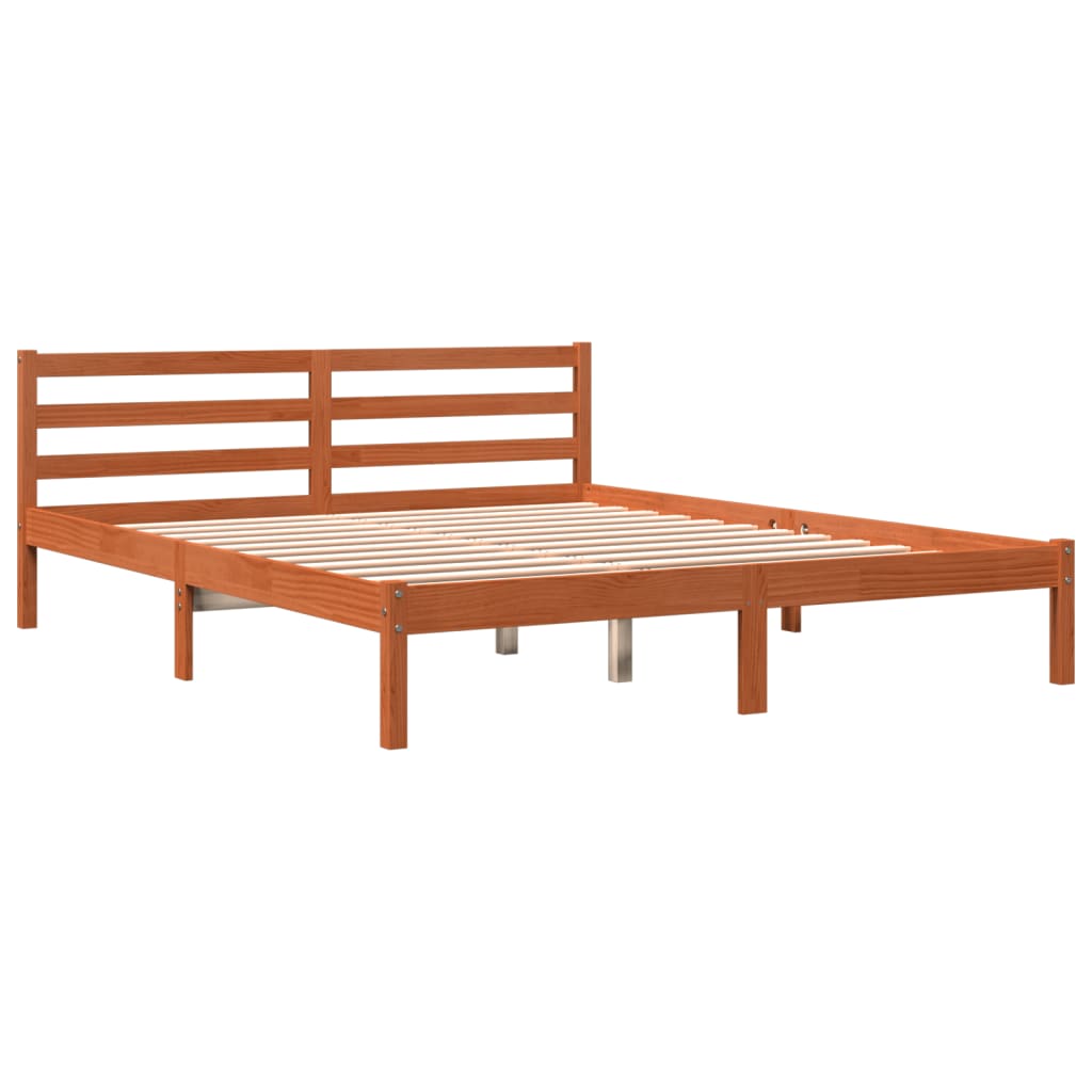 Cadre de lit sans matelas cire marron 180x200cm bois pin massif