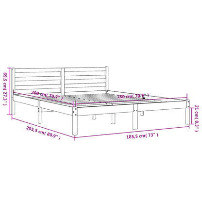 Cadre de lit sans matelas cire marron 180x200cm bois pin massif