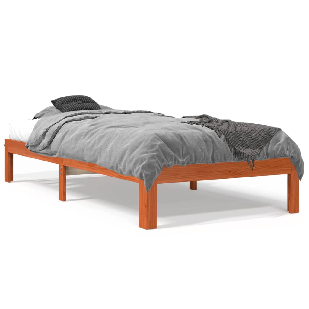 Cadre de lit sans matelas cire marron 90x190 cm bois pin massif