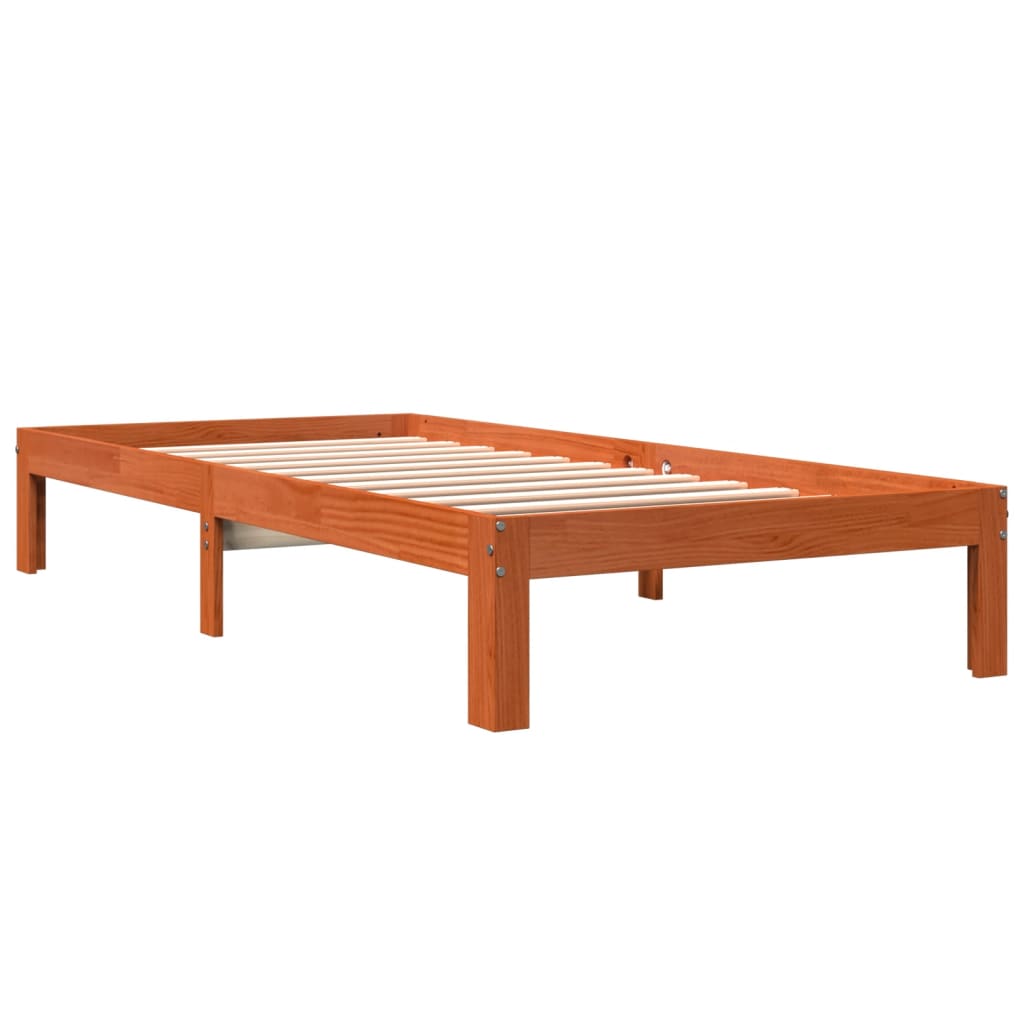 Cadre de lit sans matelas cire marron 90x190 cm bois pin massif