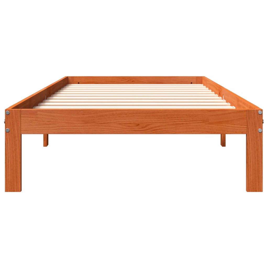 Cadre de lit sans matelas cire marron 90x190 cm bois pin massif