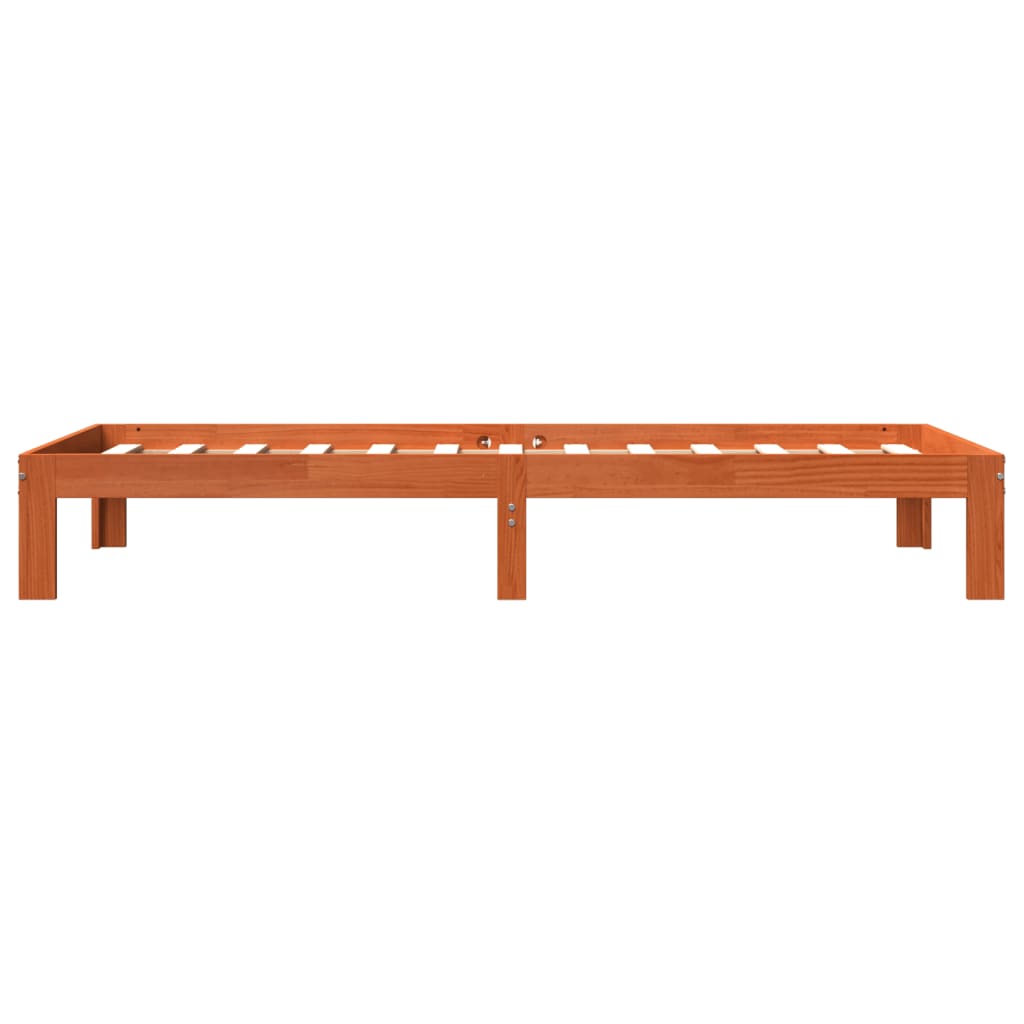 Cadre de lit sans matelas cire marron 90x190 cm bois pin massif