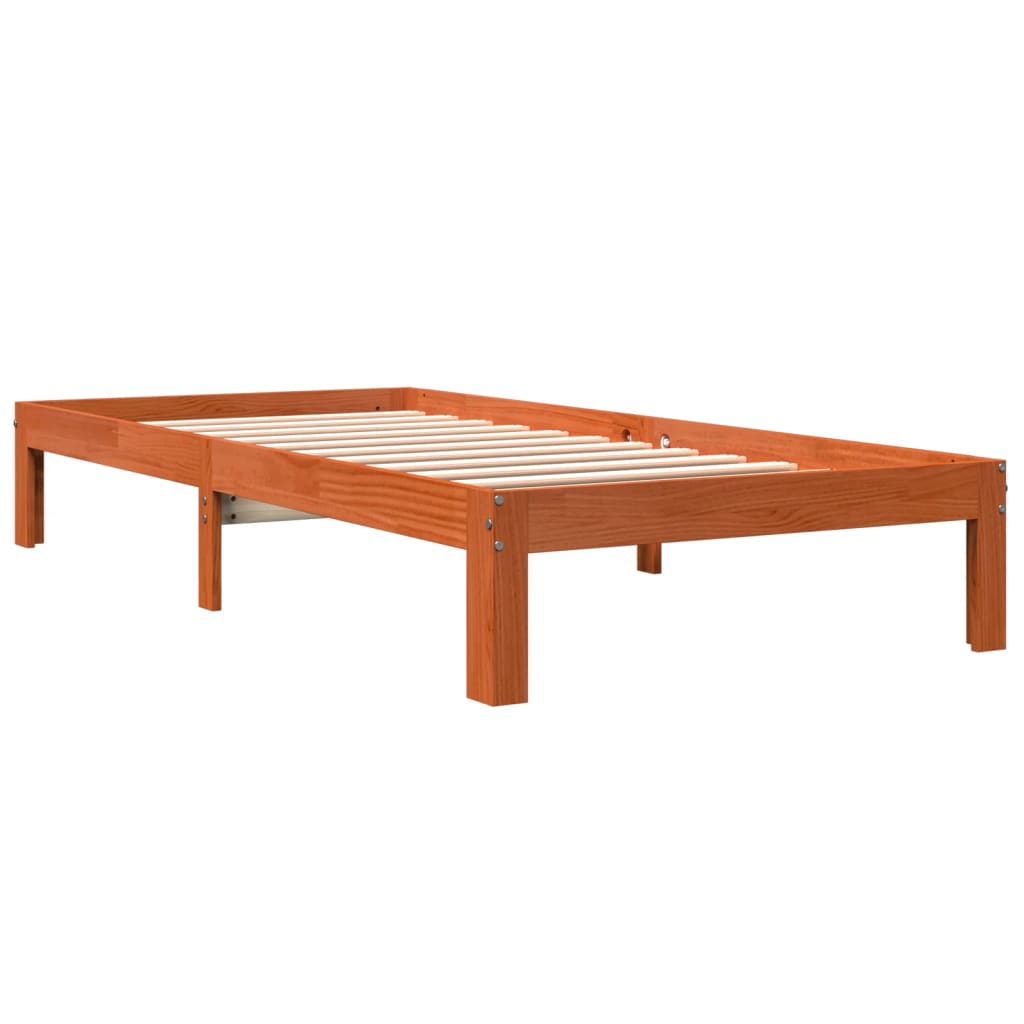 Cadre de lit sans matelas cire marron 90x190 cm bois pin massif