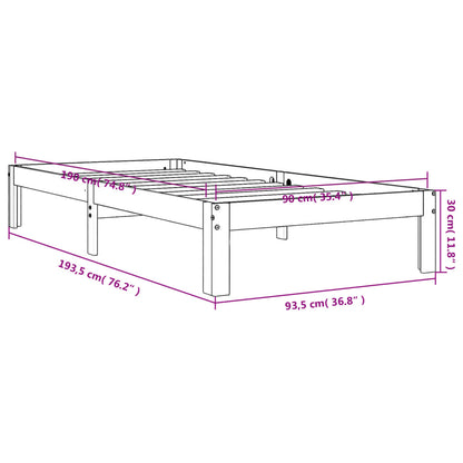 Cadre de lit sans matelas cire marron 90x190 cm bois pin massif