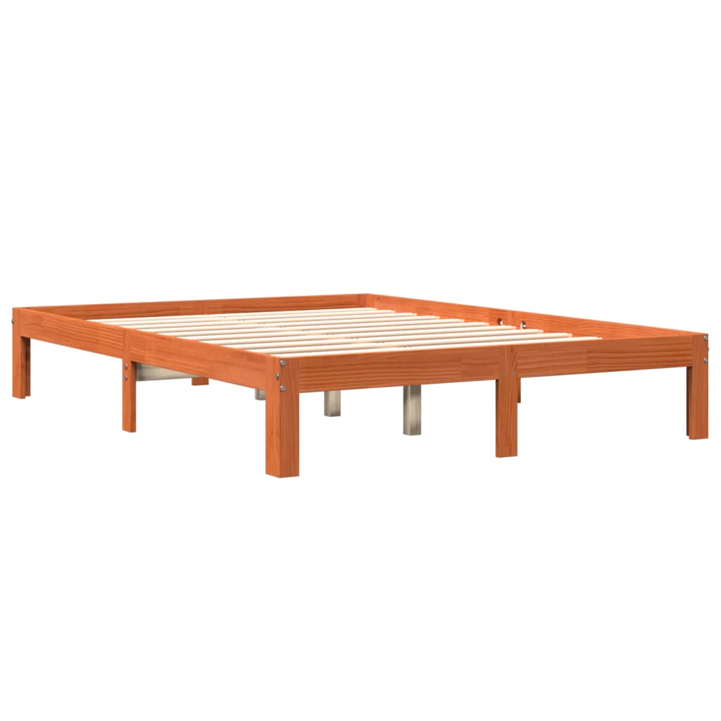 Cadre de lit sans matelas cire marron 120x190cm bois pin massif