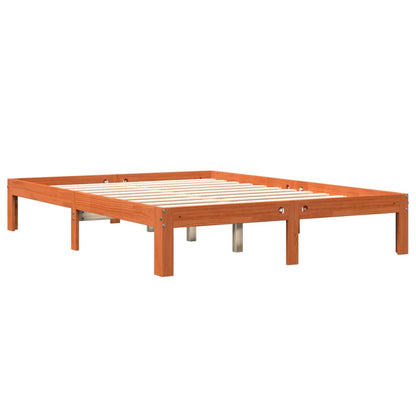 Cadre de lit sans matelas cire marron 120x190cm bois pin massif