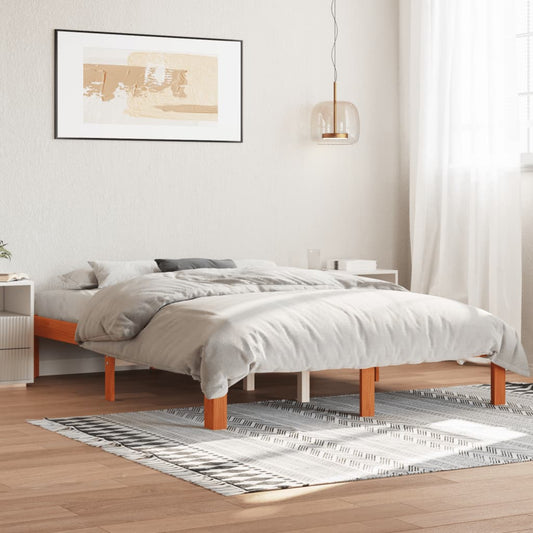 Cadre de lit sans matelas cire marron 120x190cm bois pin massif