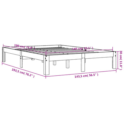 Cadre de lit sans matelas cire marron 140x190cm bois pin massif