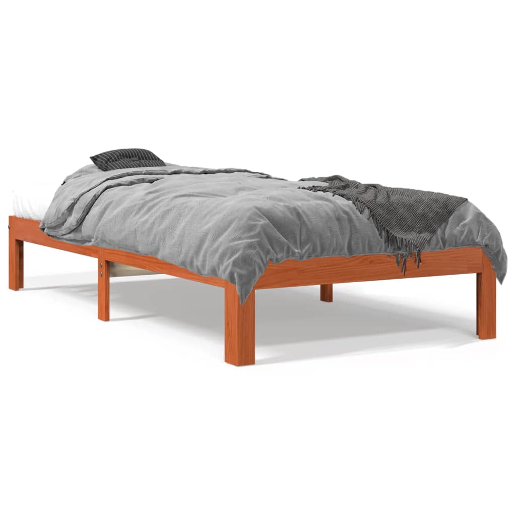 Cadre de lit sans matelas cire marron 90x200 cm bois pin massif