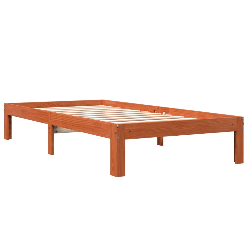 Cadre de lit sans matelas cire marron 90x200 cm bois pin massif