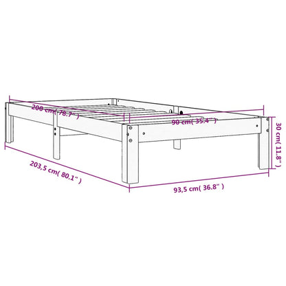 Cadre de lit sans matelas cire marron 90x200 cm bois pin massif