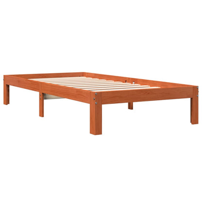 Cadre de lit sans matelas cire marron 100x200cm bois pin massif