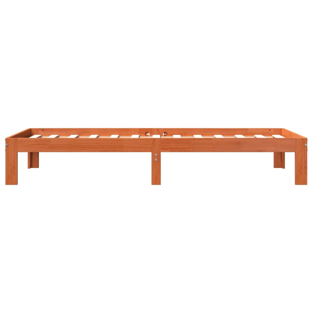 Cadre de lit sans matelas cire marron 100x200cm bois pin massif