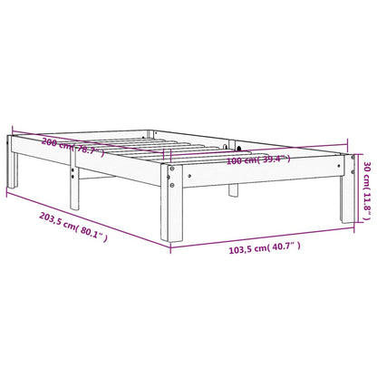 Cadre de lit sans matelas cire marron 100x200cm bois pin massif