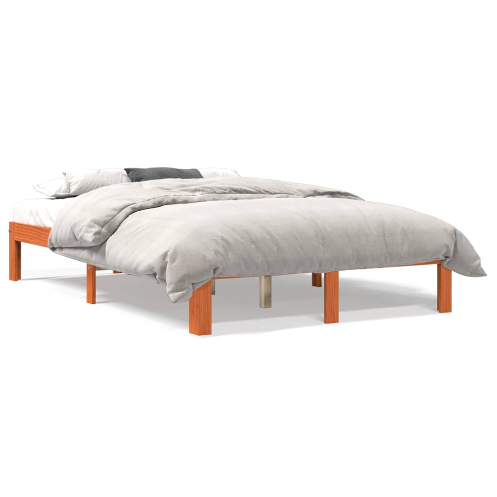 Cadre de lit sans matelas cire marron 120x200cm bois pin massif