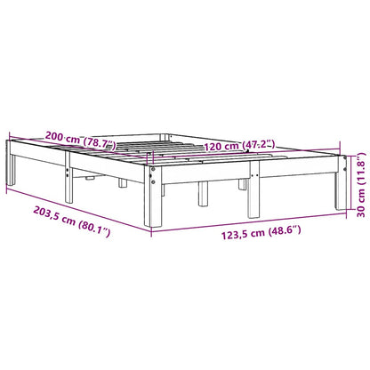 Cadre de lit sans matelas cire marron 120x200cm bois pin massif