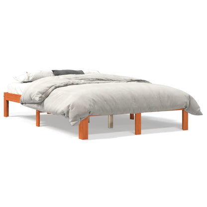 Cadre de lit sans matelas cire marron 140x200cm bois pin massif